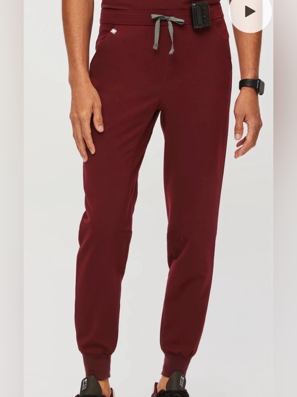 Men's Figs Tansen Jogger Scrub Pants in Burgundy